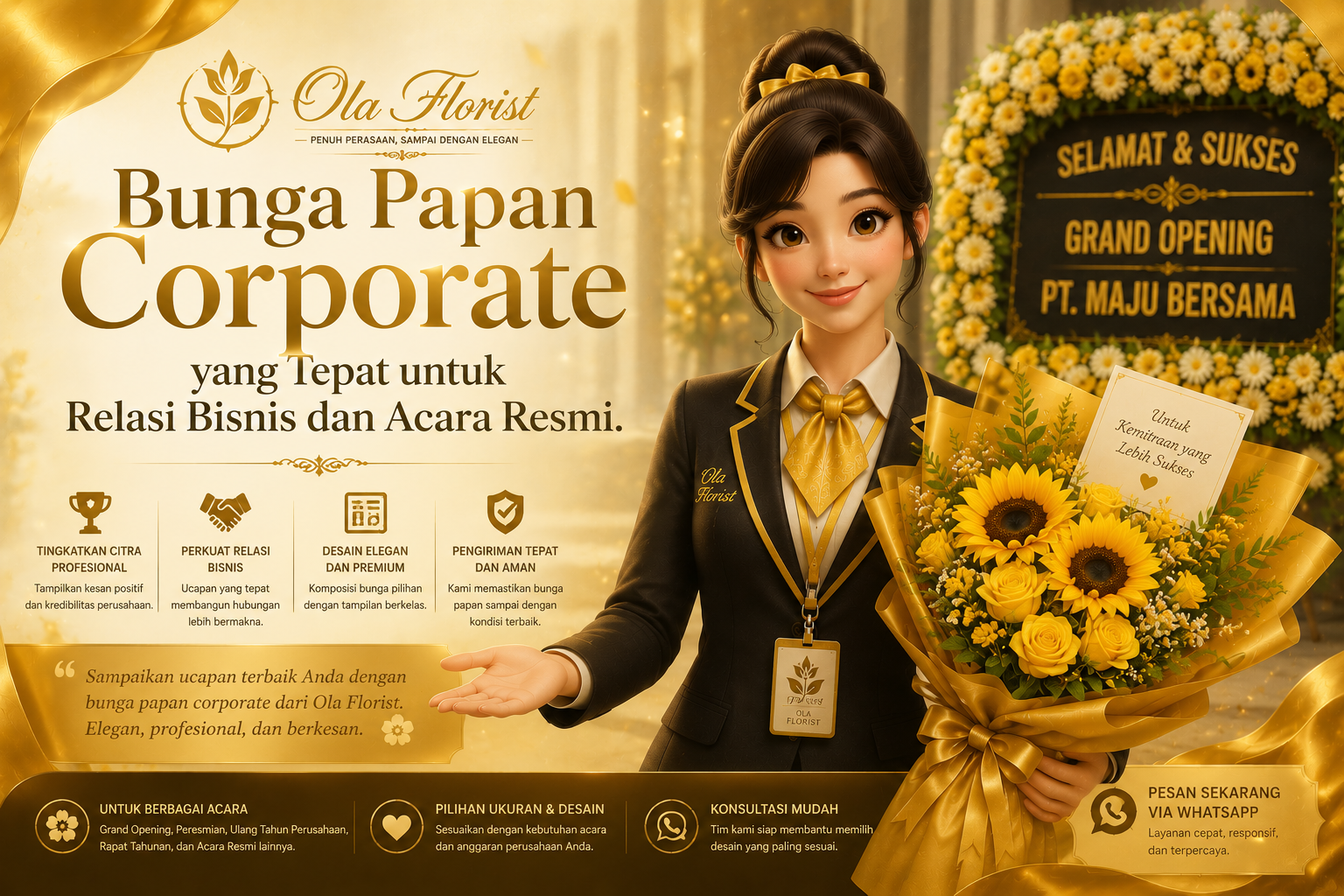 Bunga Papan Corporate yang Tepat untuk Relasi Bisnis dan Acara Resmi